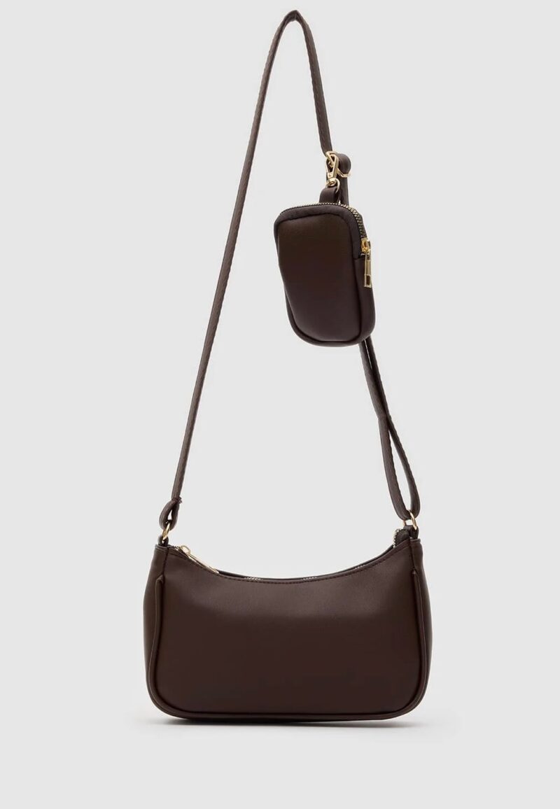 Clarina Bitter Coffe Crossbody Bag With Walet