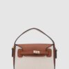 Lindy Canvas Tan Hand and Crossbody Bag
