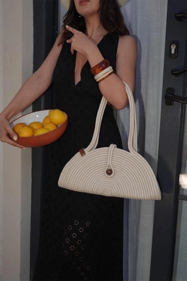 Paper Off-White Handmade Wicker Bag – Image 6