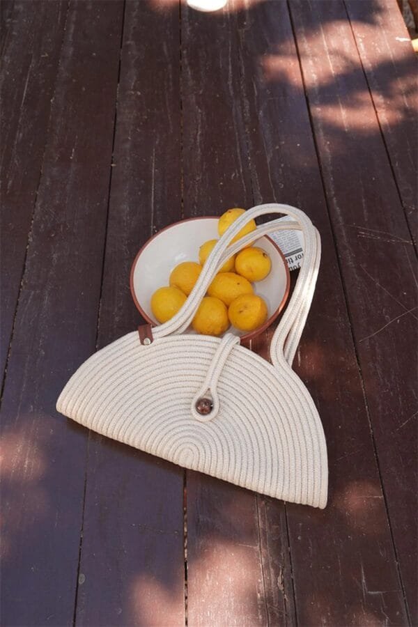 Paper Off-White Handmade Wicker Bag – Image 7