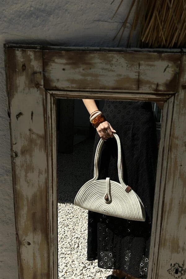 Paper Off-White Handmade Wicker Bag – Image 8