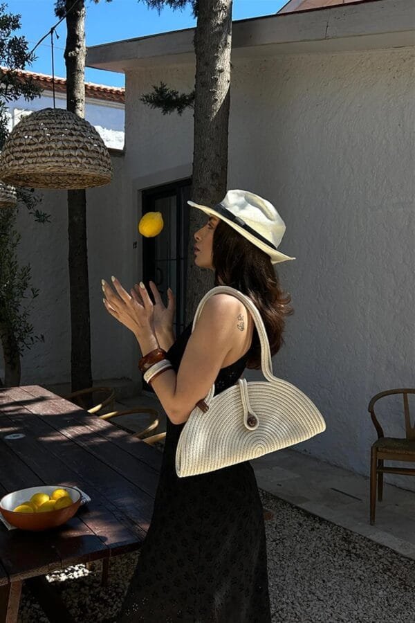 Paper Off-White Handmade Wicker Bag – Image 10
