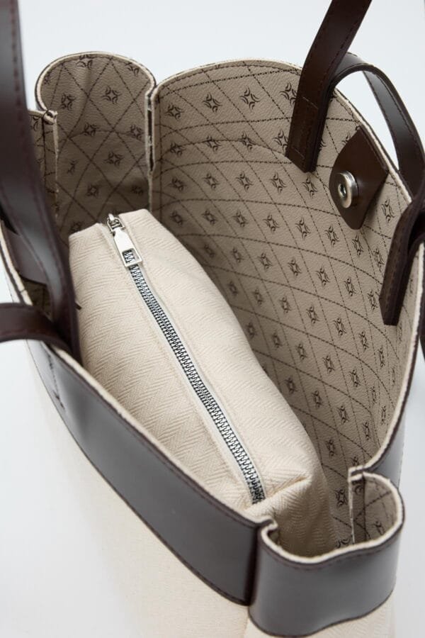 Marlove Dark Brown Canvas Bag + Pochette – Image 6