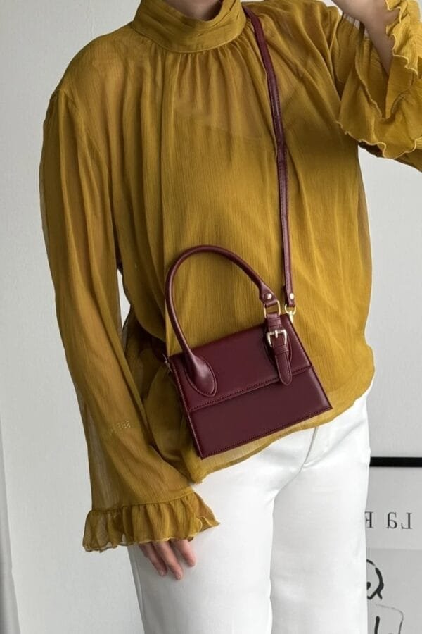Janice Burgundy Hand Bag – Image 4