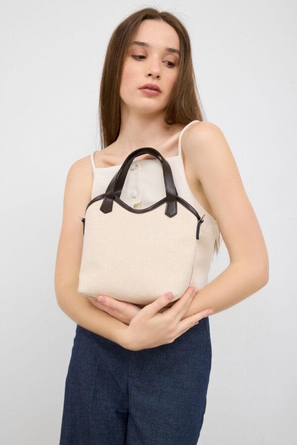 Rosalie Dark Brown Canvas Bag + Pochette – Image 6
