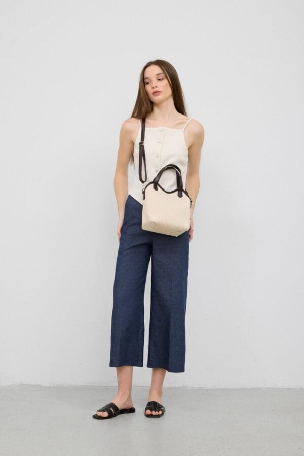 Rosalie Dark Brown Canvas Bag + Pochette – Image 7