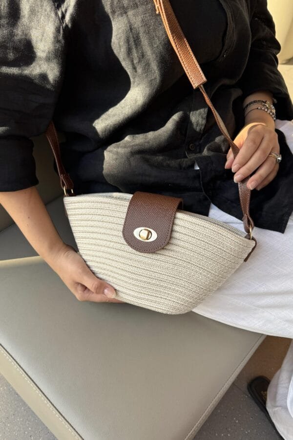 Mila Off-White Handmade Wicker Bag – Image 2