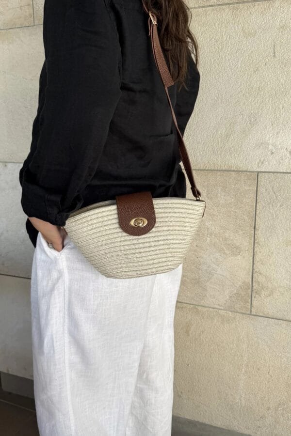 Mila Off-White Handmade Wicker Bag – Image 3