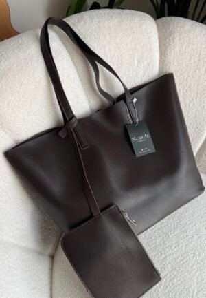 Cloudy Dark Brown Bag + Wallet