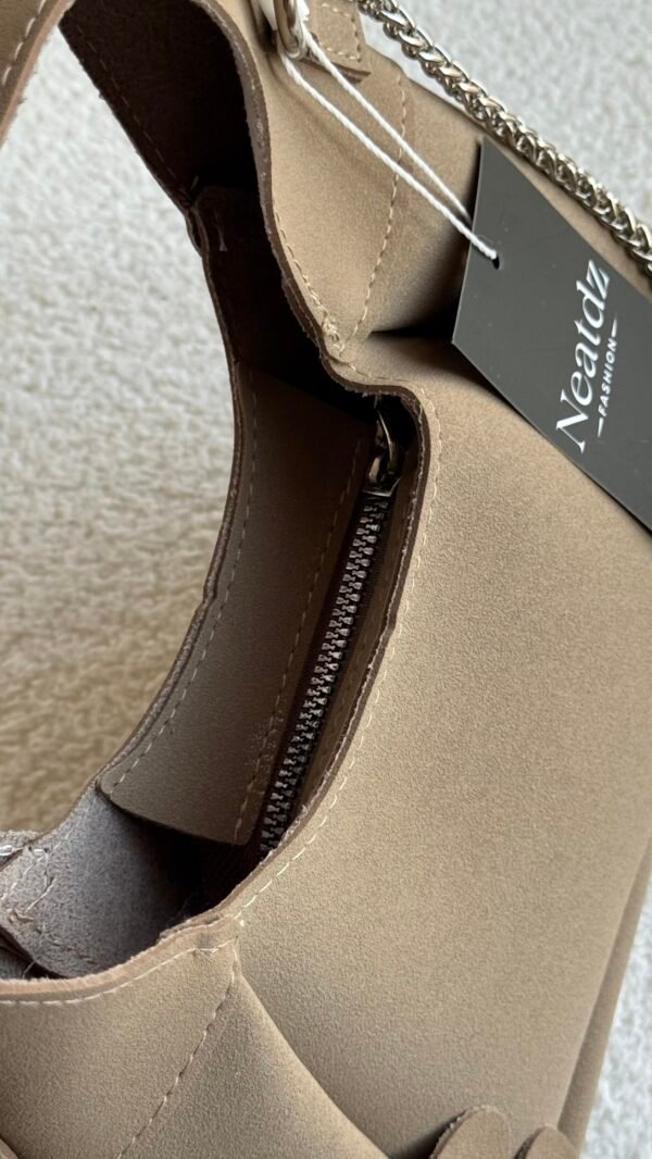 Bloom Suede Small Beige Bag – Image 2