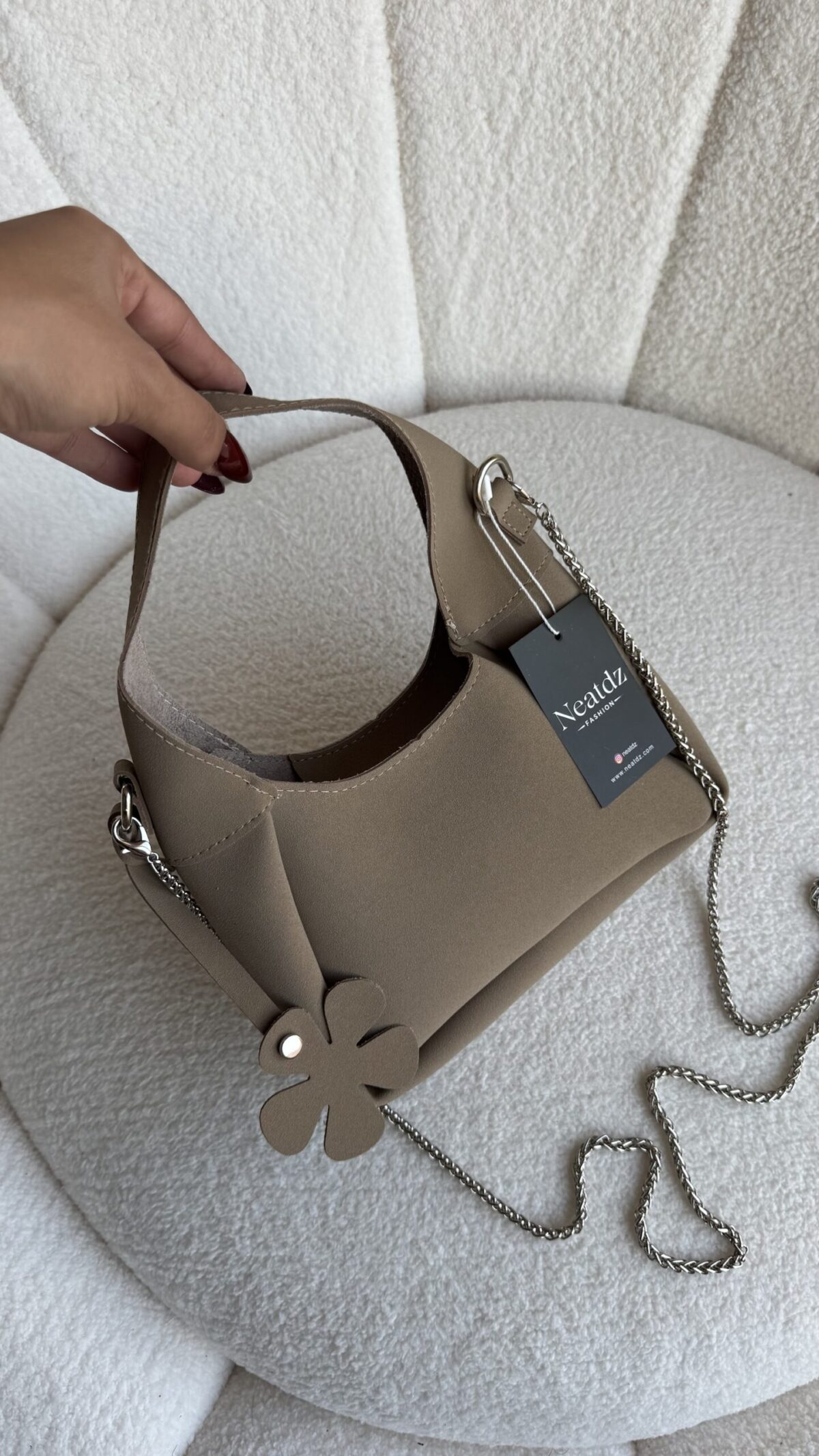 img_3369 Bloom Suede Small Beige Bag