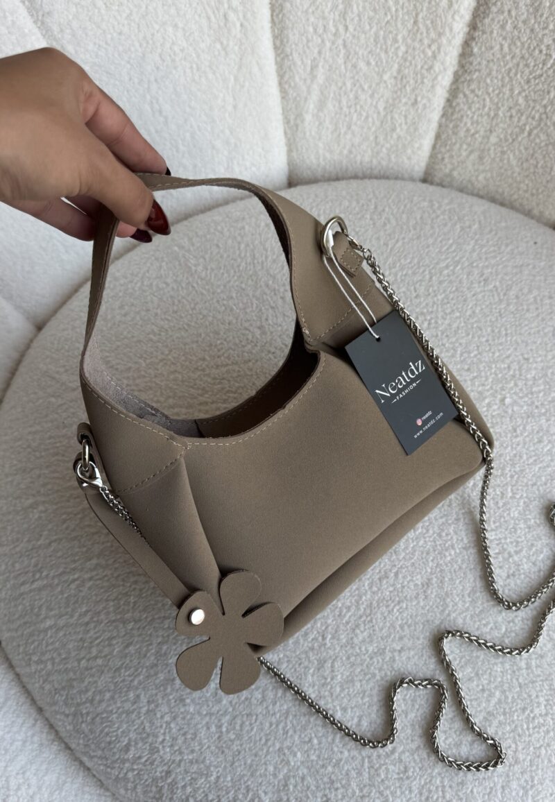 Bloom Suede Small Beige Bag