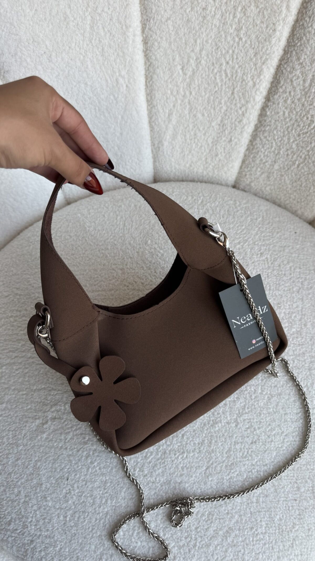 img_3373 Bloom Suede Small Dark Brown Bag