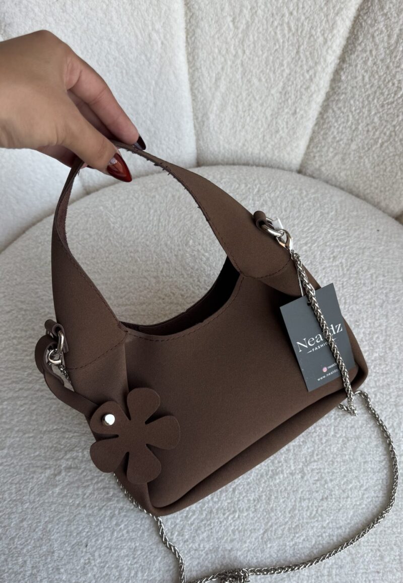 Bloom Suede Small Dark Brown Bag