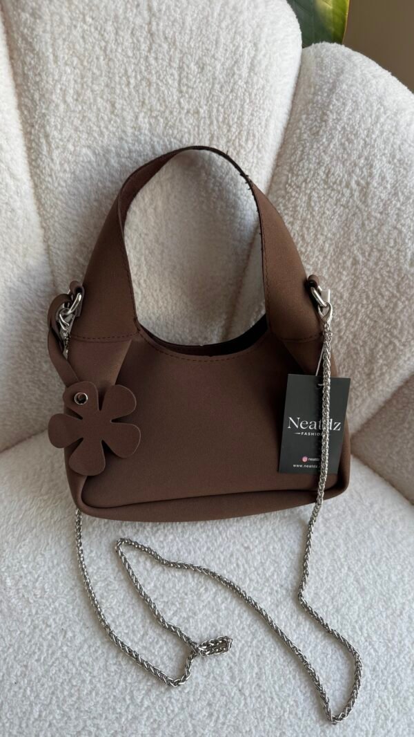 Bloom Suede Small Dark Brown Bag – Image 2