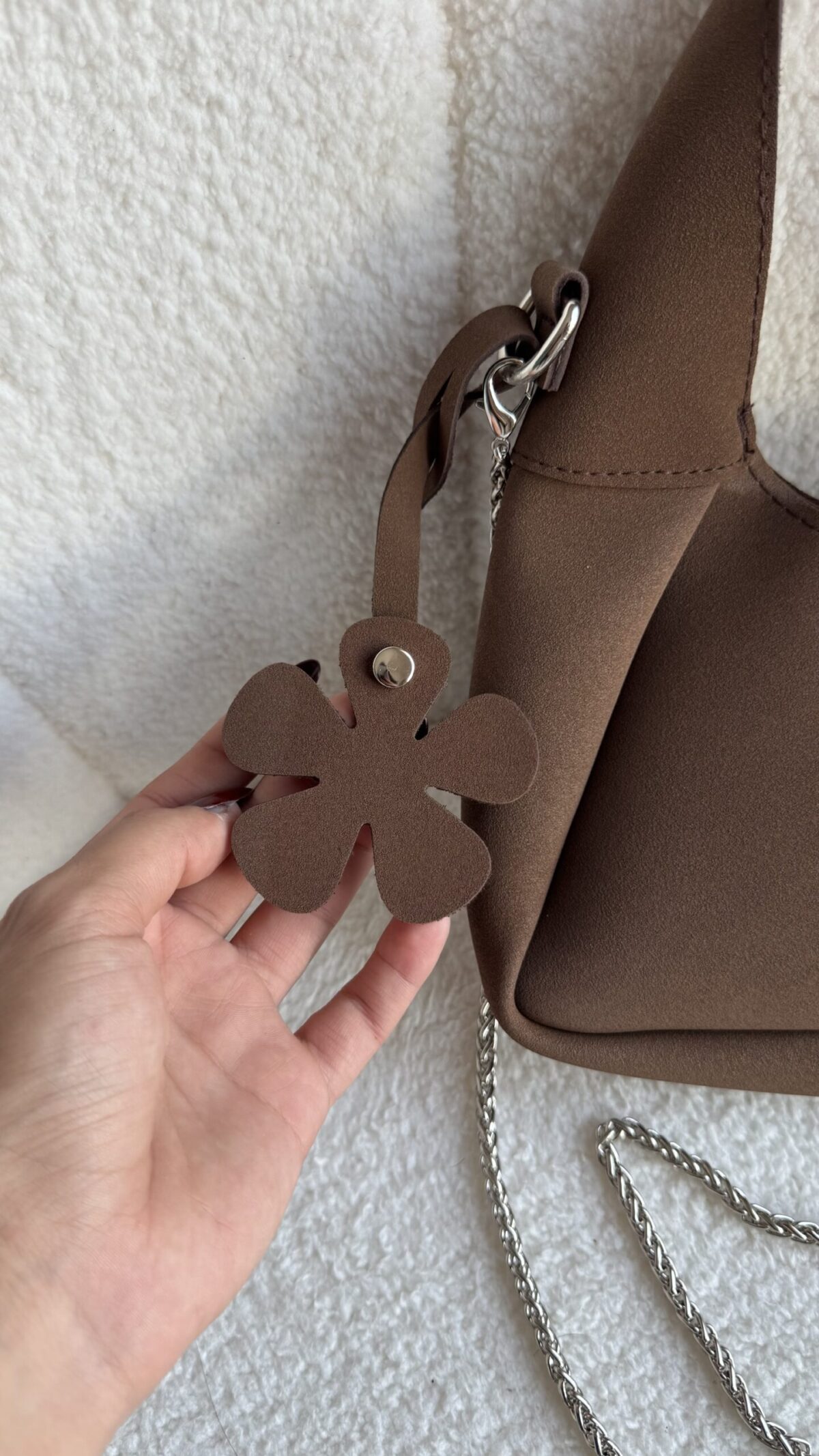 img_3376 Bloom Suede Small Dark Brown Bag