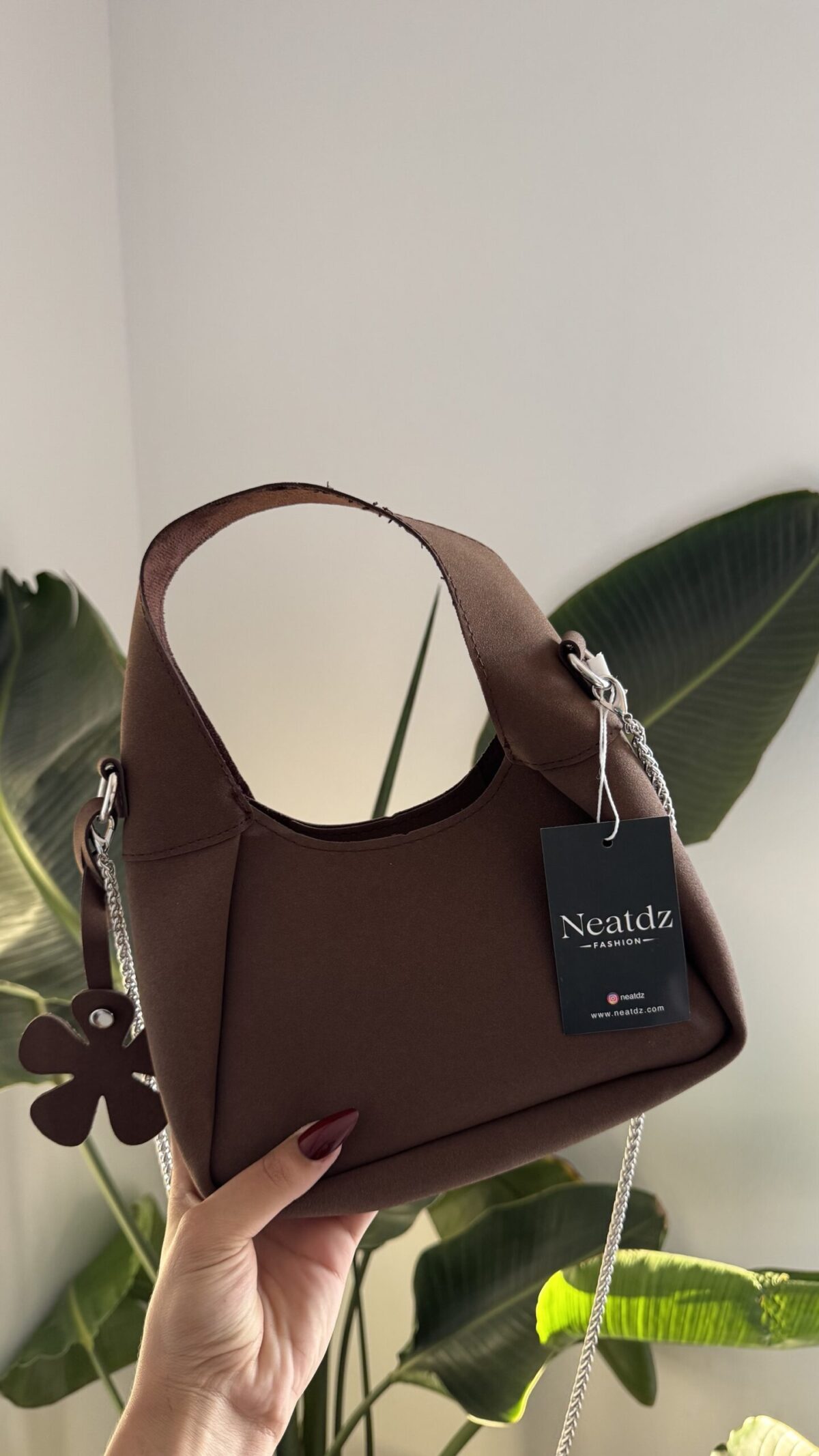 img_3378 Bloom Suede Small Dark Brown Bag