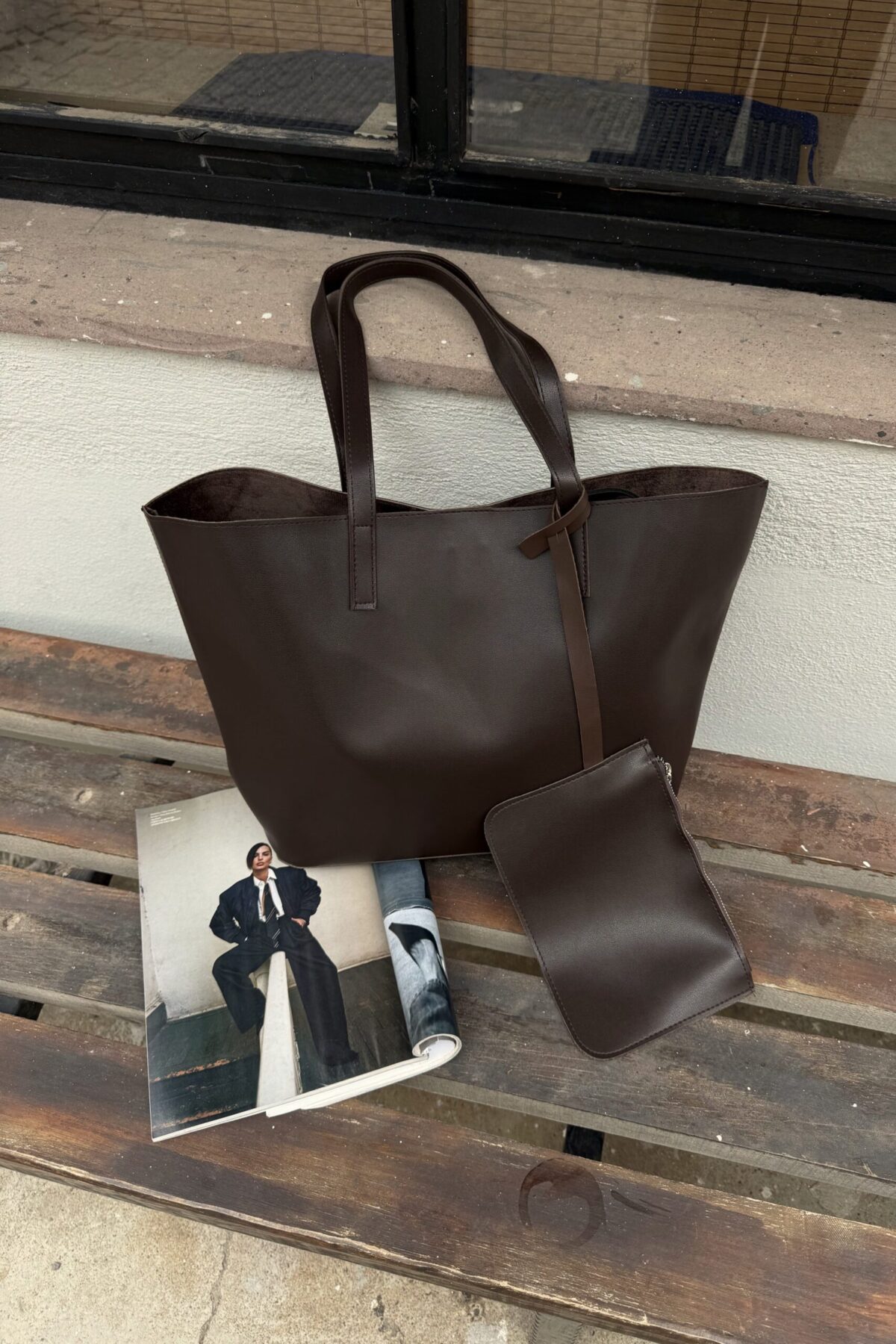 Cloudy Dark Brown Bag + Wallet