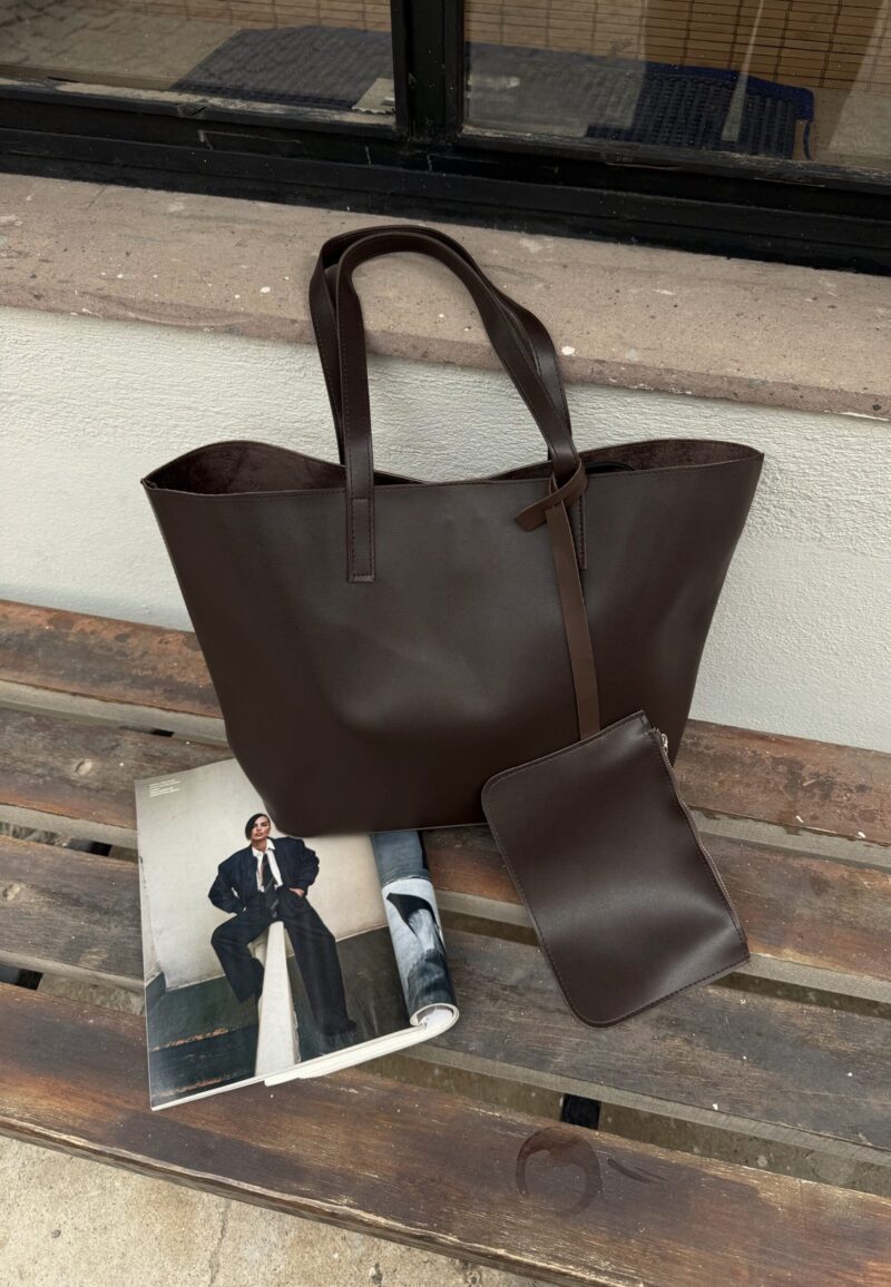 Cloudy Dark Brown Bag + Wallet