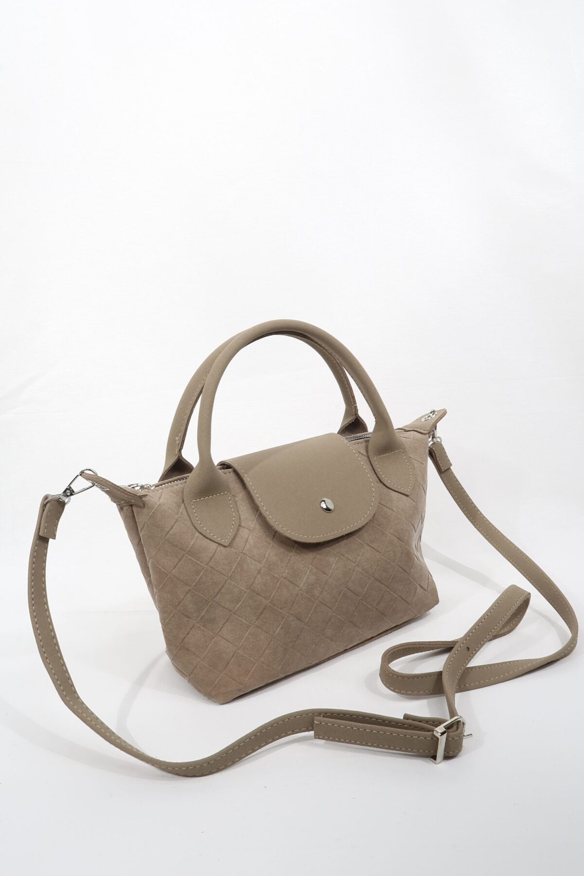 Tiger Small Suede Beige Bag