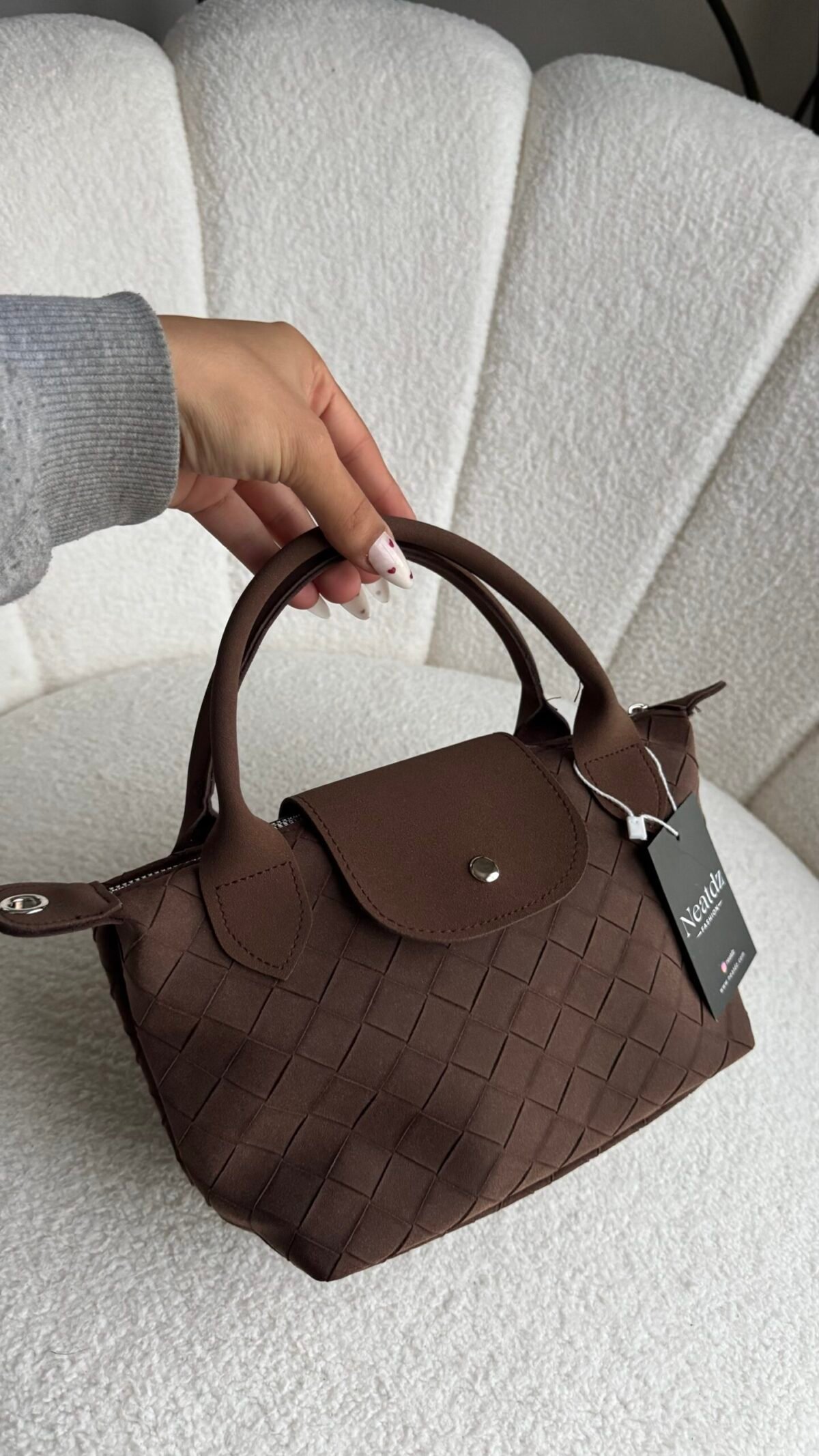 Tiger Small Suede Dark Brown Bag